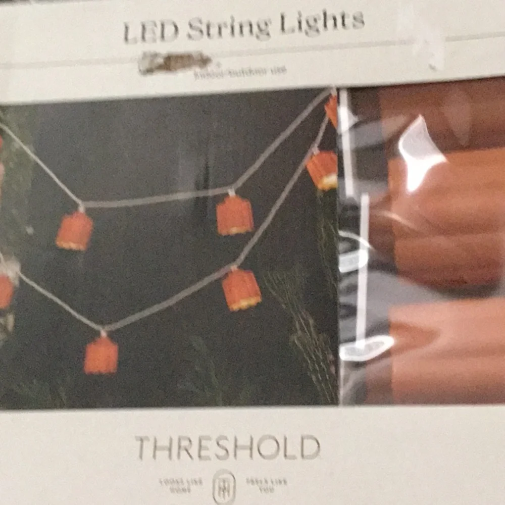 Threshold LED Terracotta String Lights 10 Warm White Outdoor White Cord Plug-In.